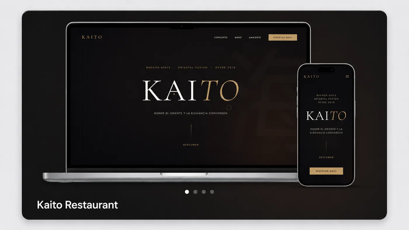 Mockup responsive del demo Kaito Restaurant