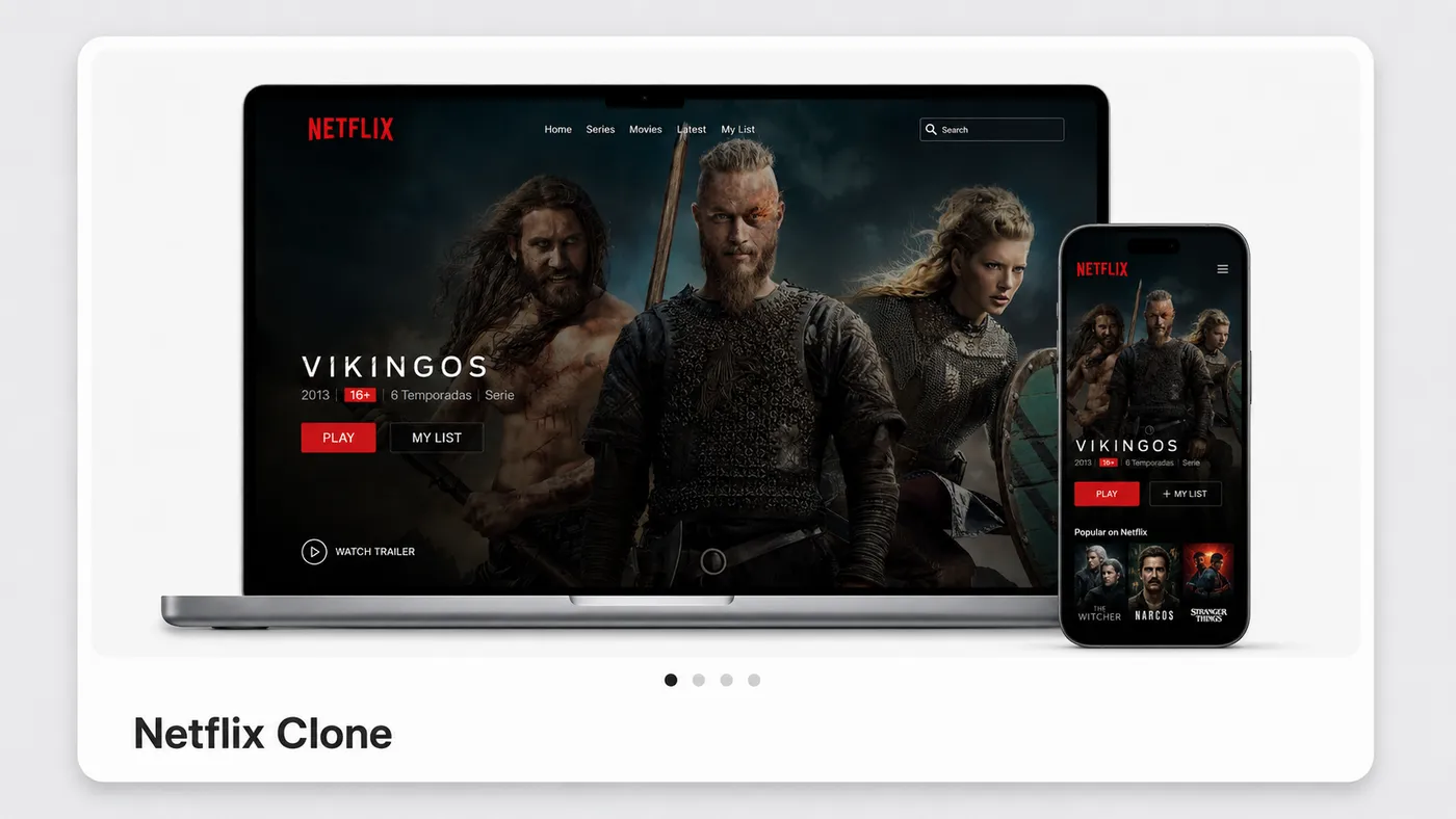 Mockup responsive del demo Netflix