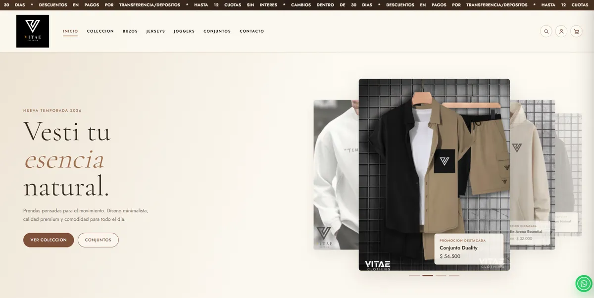 Preview del proyecto Vitae Clothing